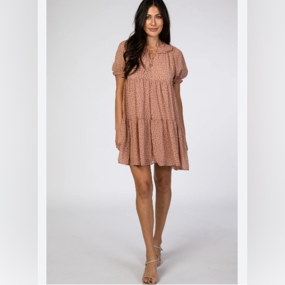 Merci Dresses & Skirts - Merci Printed Front Tie Tier Dress | New No Tags | Size L | Color Dark Peach